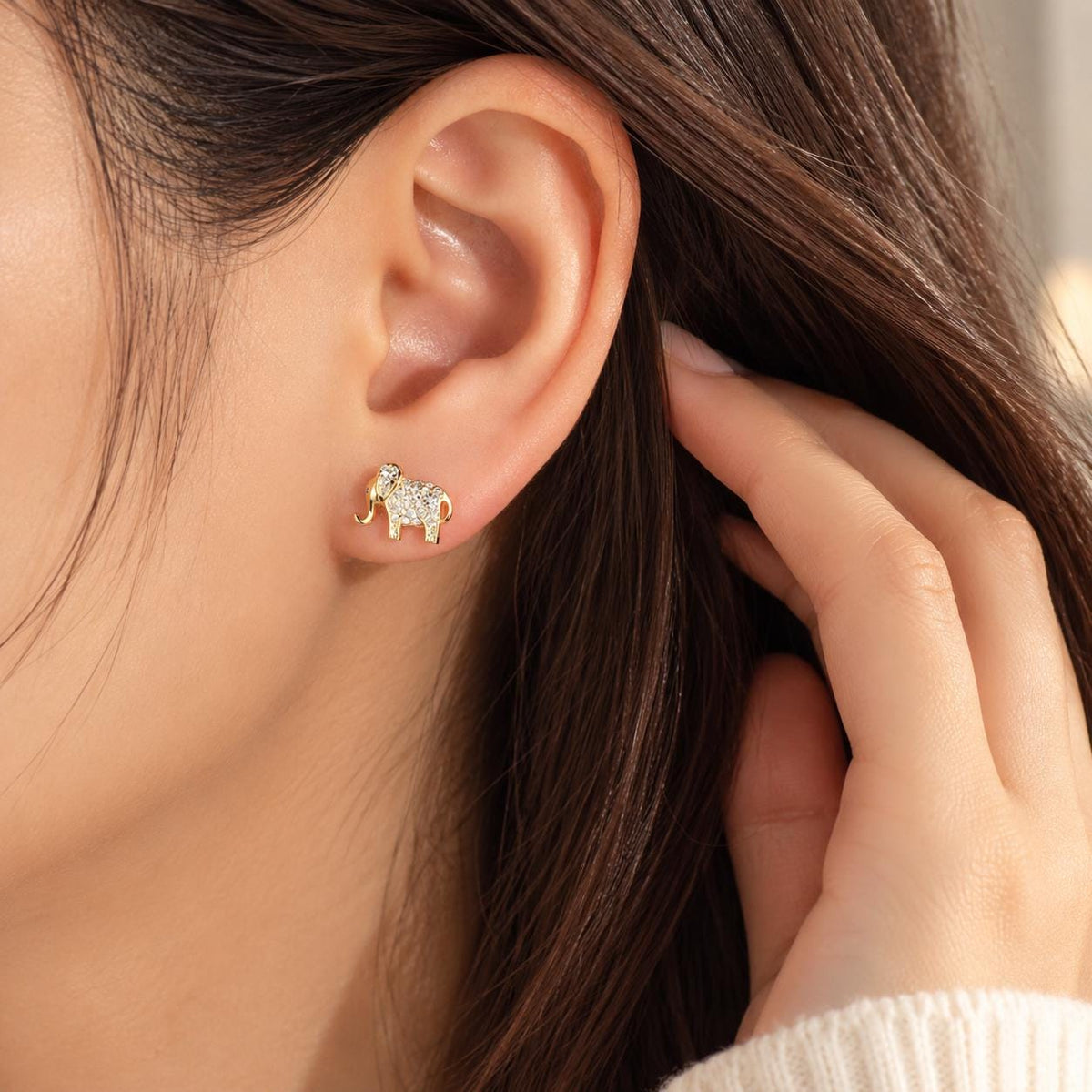 Tiny Elephant Stud Earrings