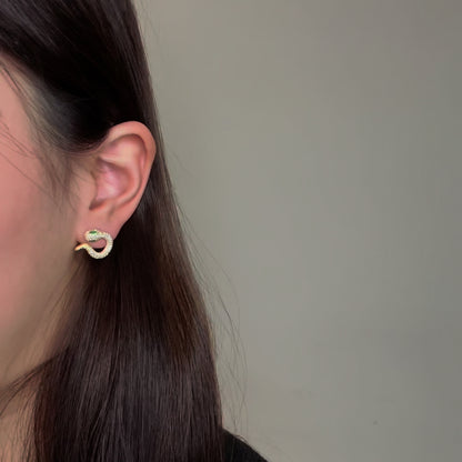 2025 Snake Design Earrings, Emerald Green Dangle Hoop Stud Earrings